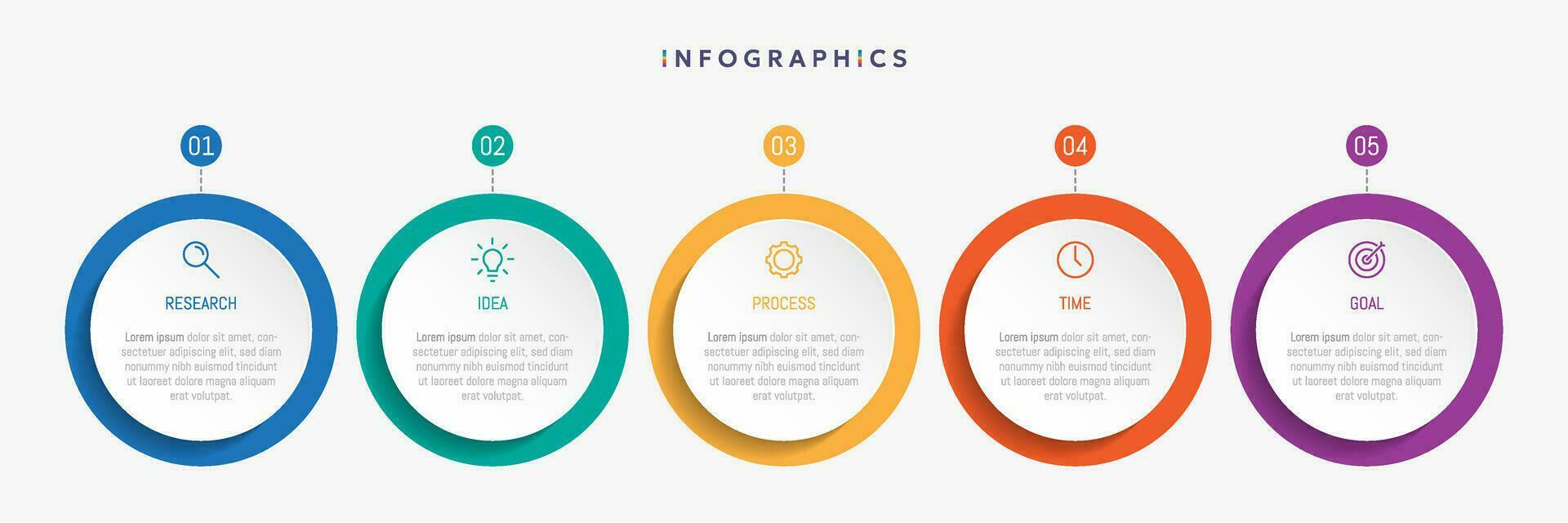 Modern business infographic template, circle shape with 5 options or steps icons. vector