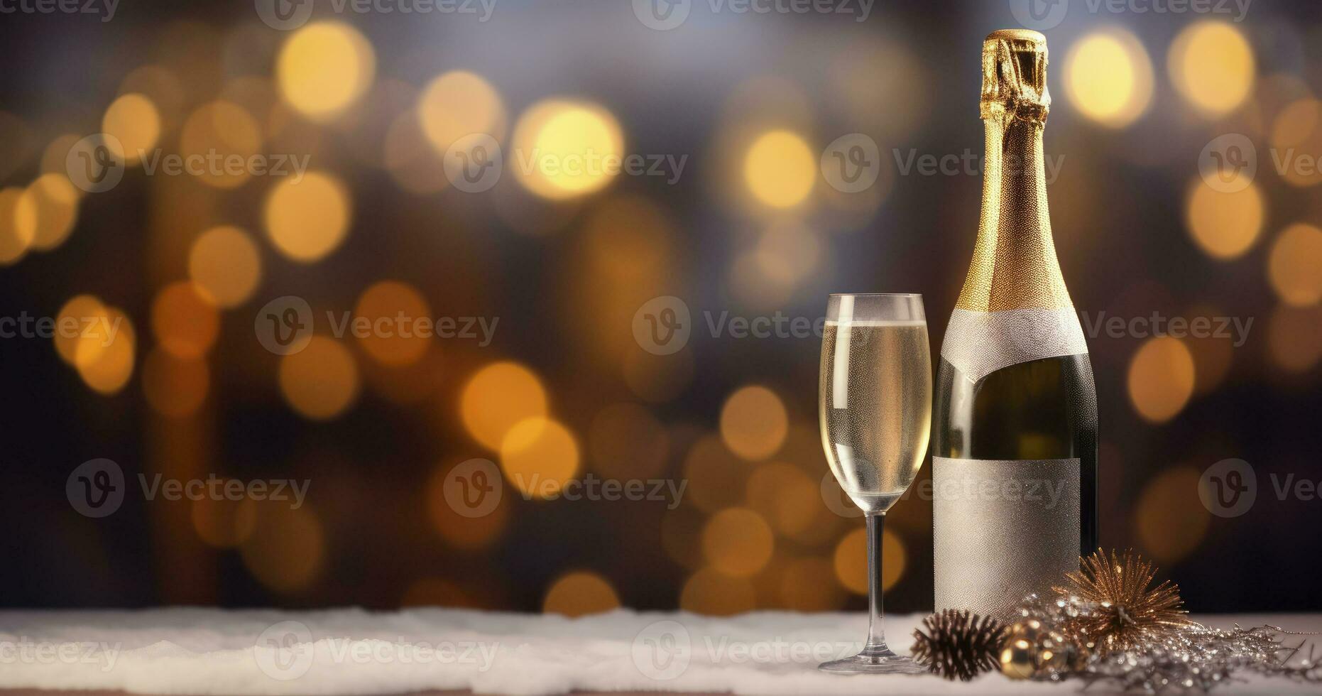 Champagne Celebrations and Christmas Tree Sparkles. Generative AI photo