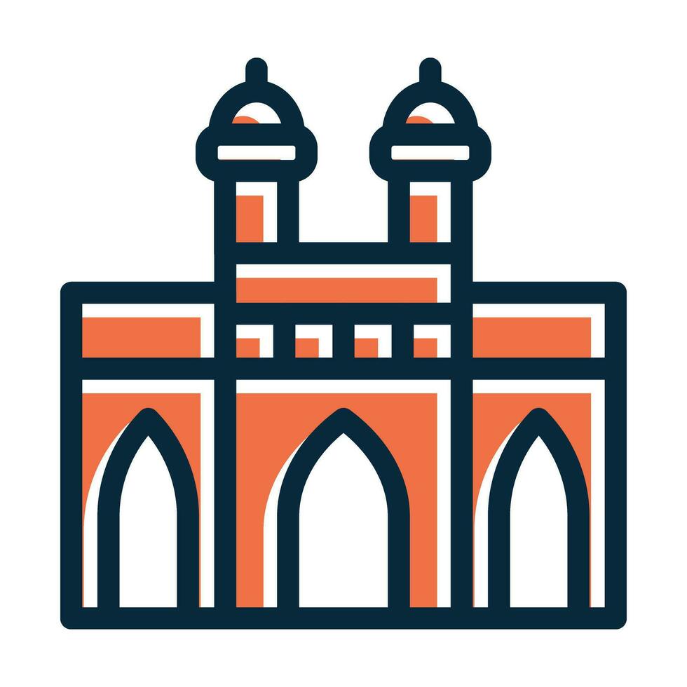 Gateway Of India Vector Thick Line Filled Dark Colors