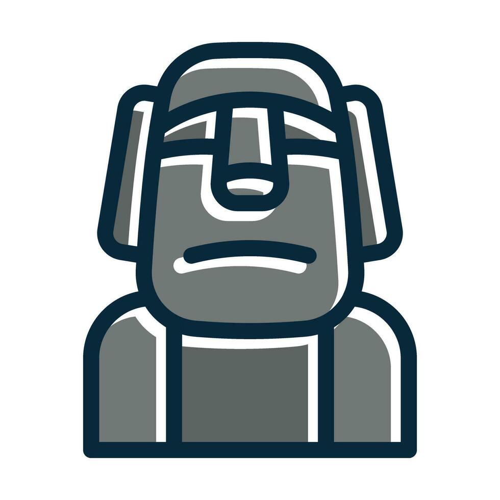 Moai Vector Thick Line Filled Dark Colors