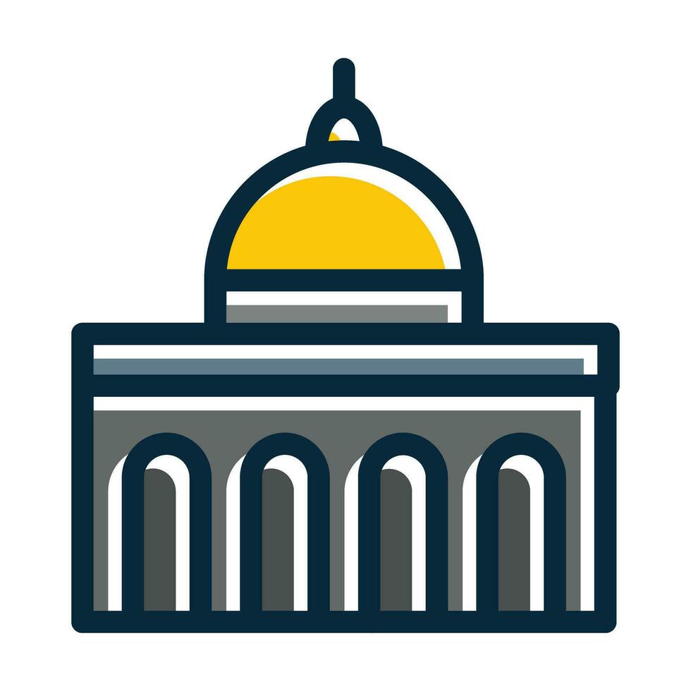 Dome Of The Rock Vector Thick Line Filled Dark Colors