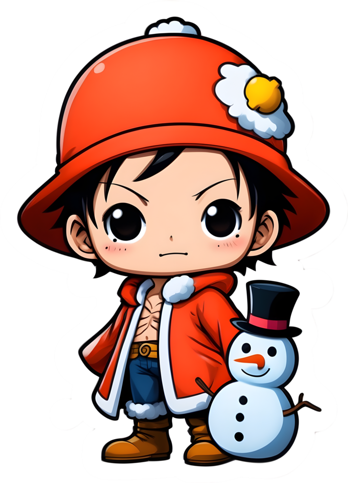 luffy with santa hat ai generative png
