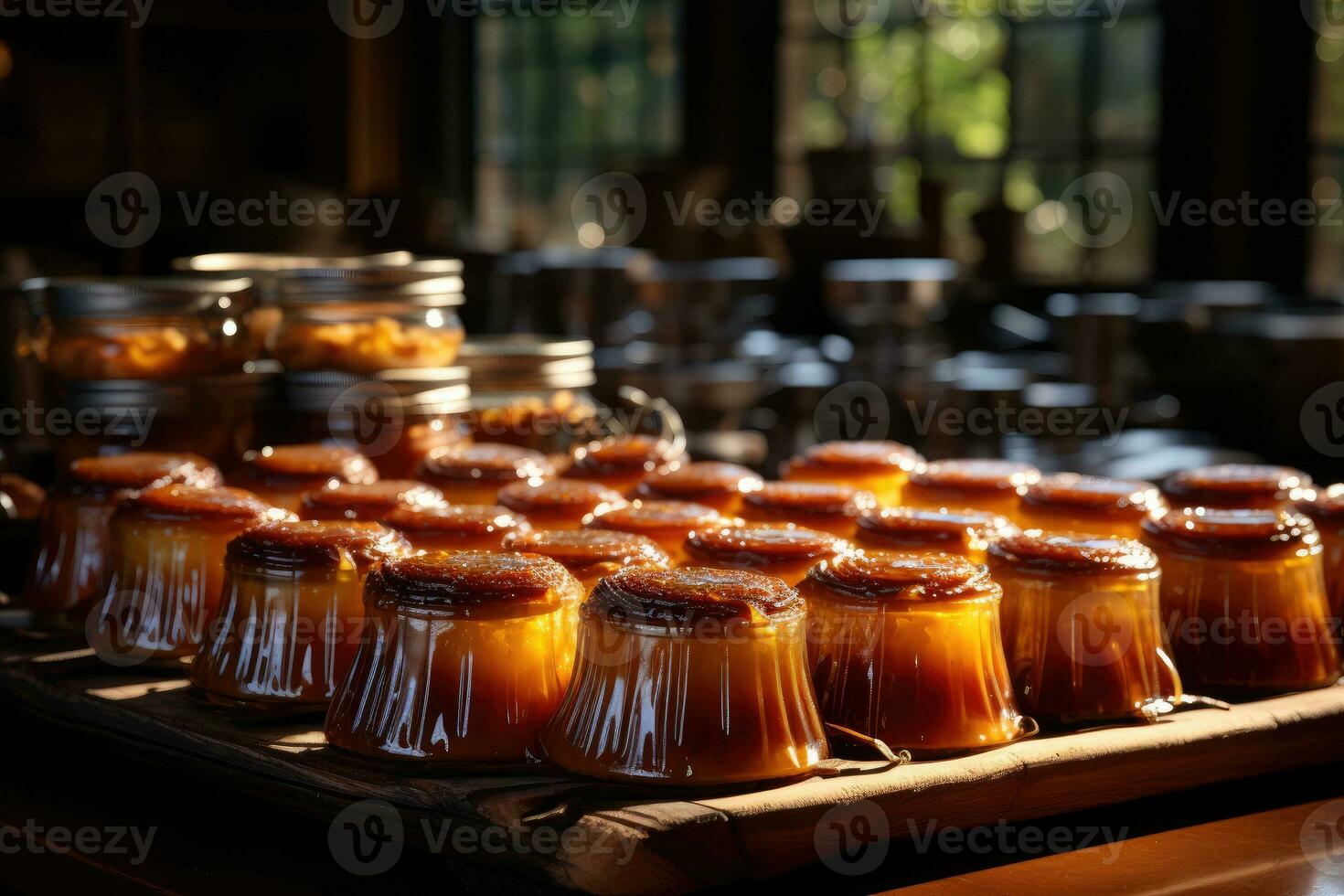 photos of tarts in indoor kitchen table photo studio AI Generated