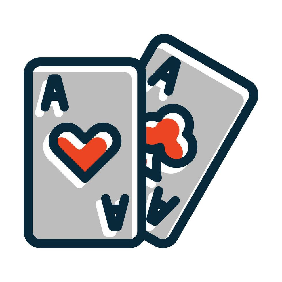 Poker Game Vector Thick Line Filled Dark Colors