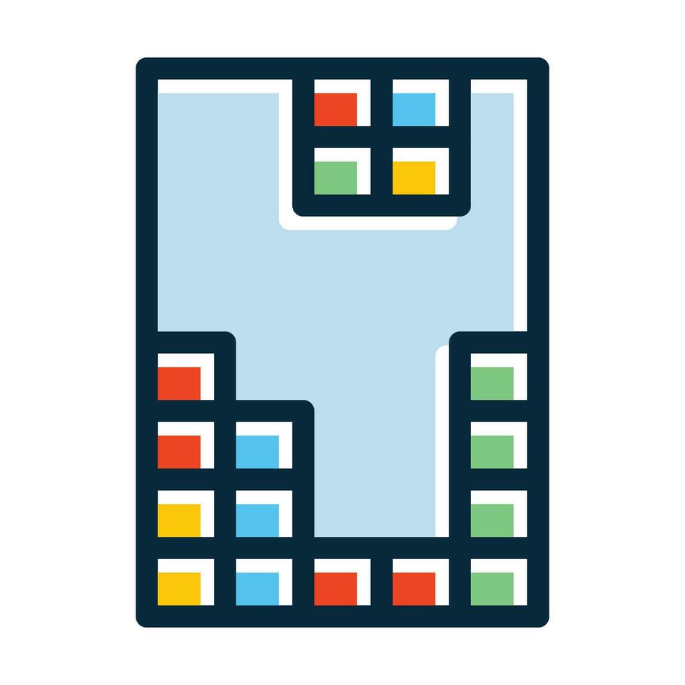 Tetris Vector Thick Line Filled Dark Colors