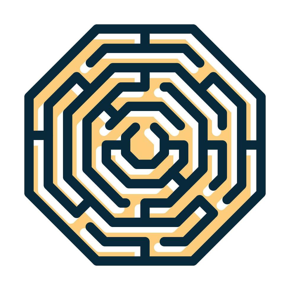 Maze Vector Thick Line Filled Dark Colors