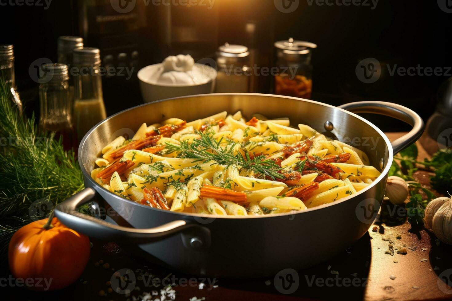 photos of pasta in brodo in indoor photo studio AI Generated