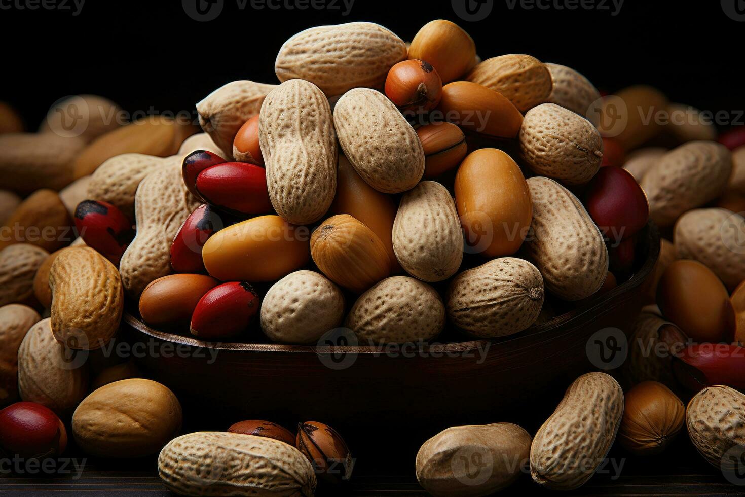 photos of peanuts in indoor photo studio AI Generated