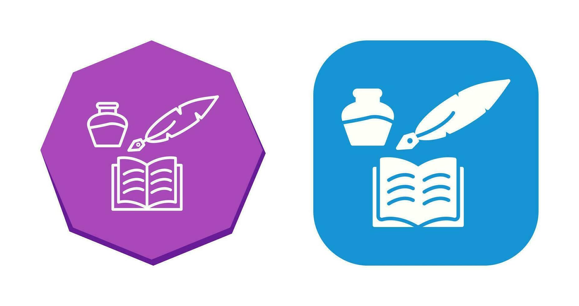 Unique Quill and Book Vector Icon