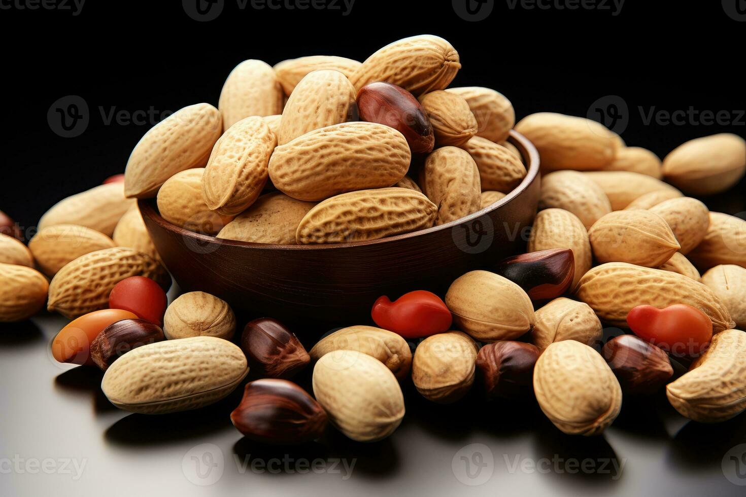 photos of peanuts in indoor photo studio AI Generated