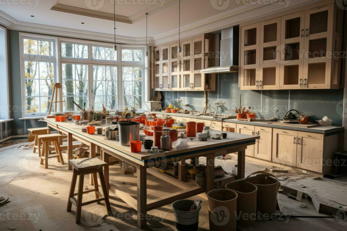 kitchen renovation process repair construction AI Generated photo