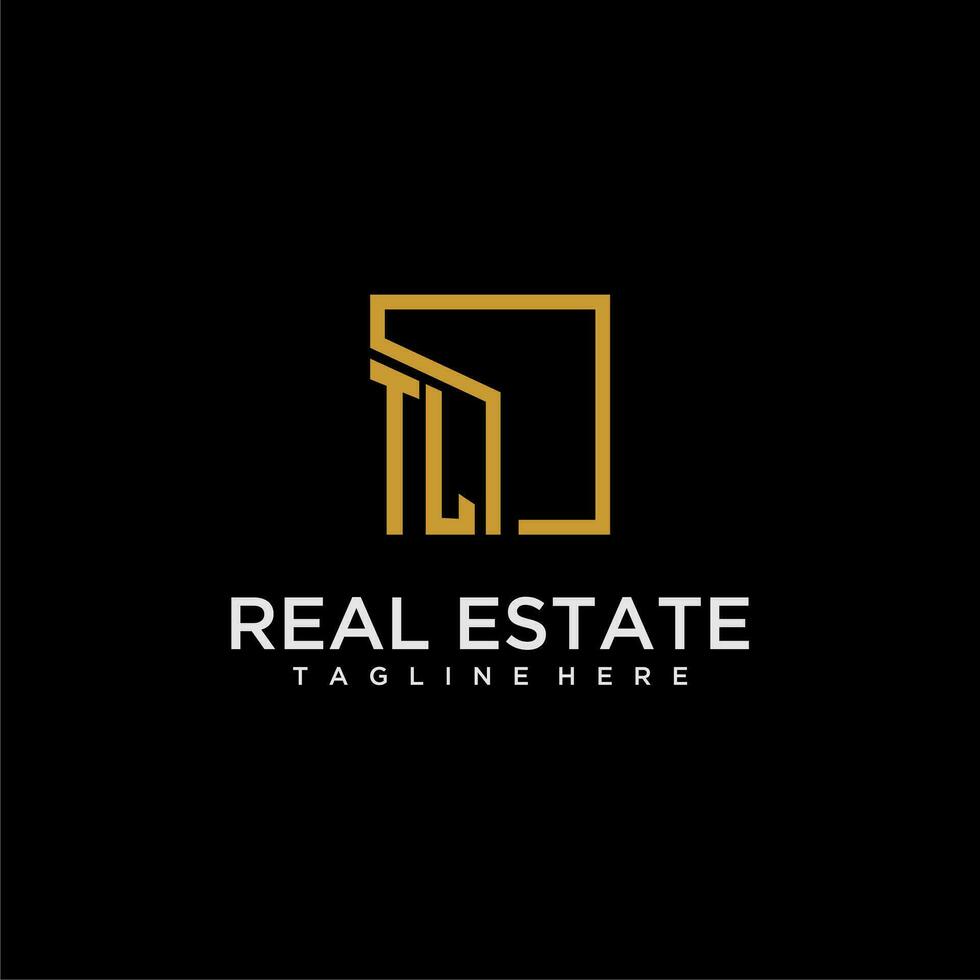 TL initial monogram logo for real estate design with creative square image vector