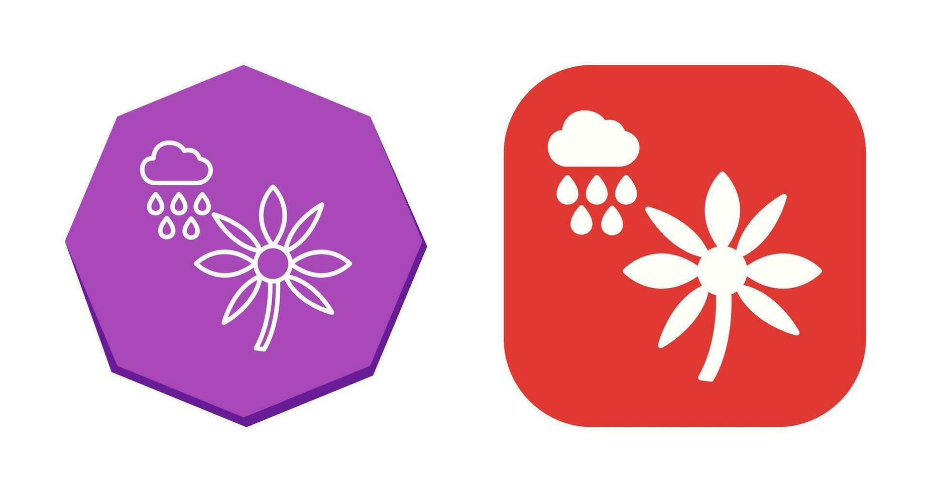 Flower with rain Vector Icon