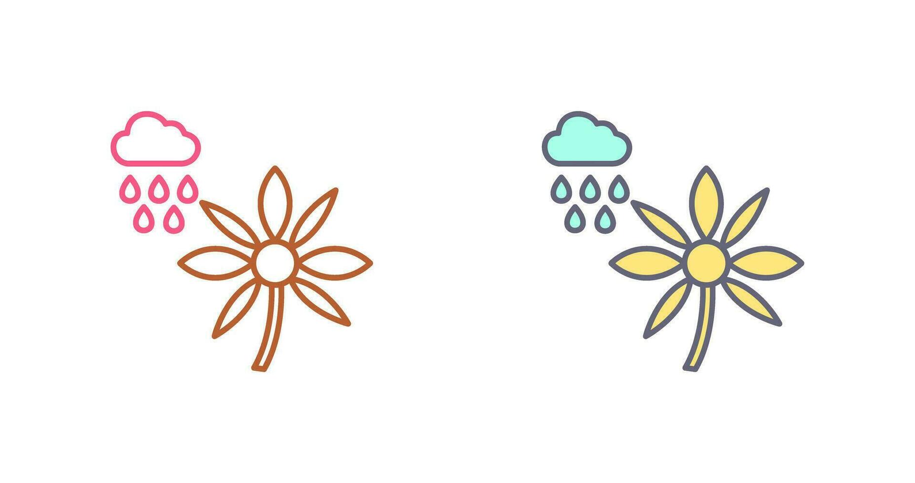 Flower with rain Vector Icon