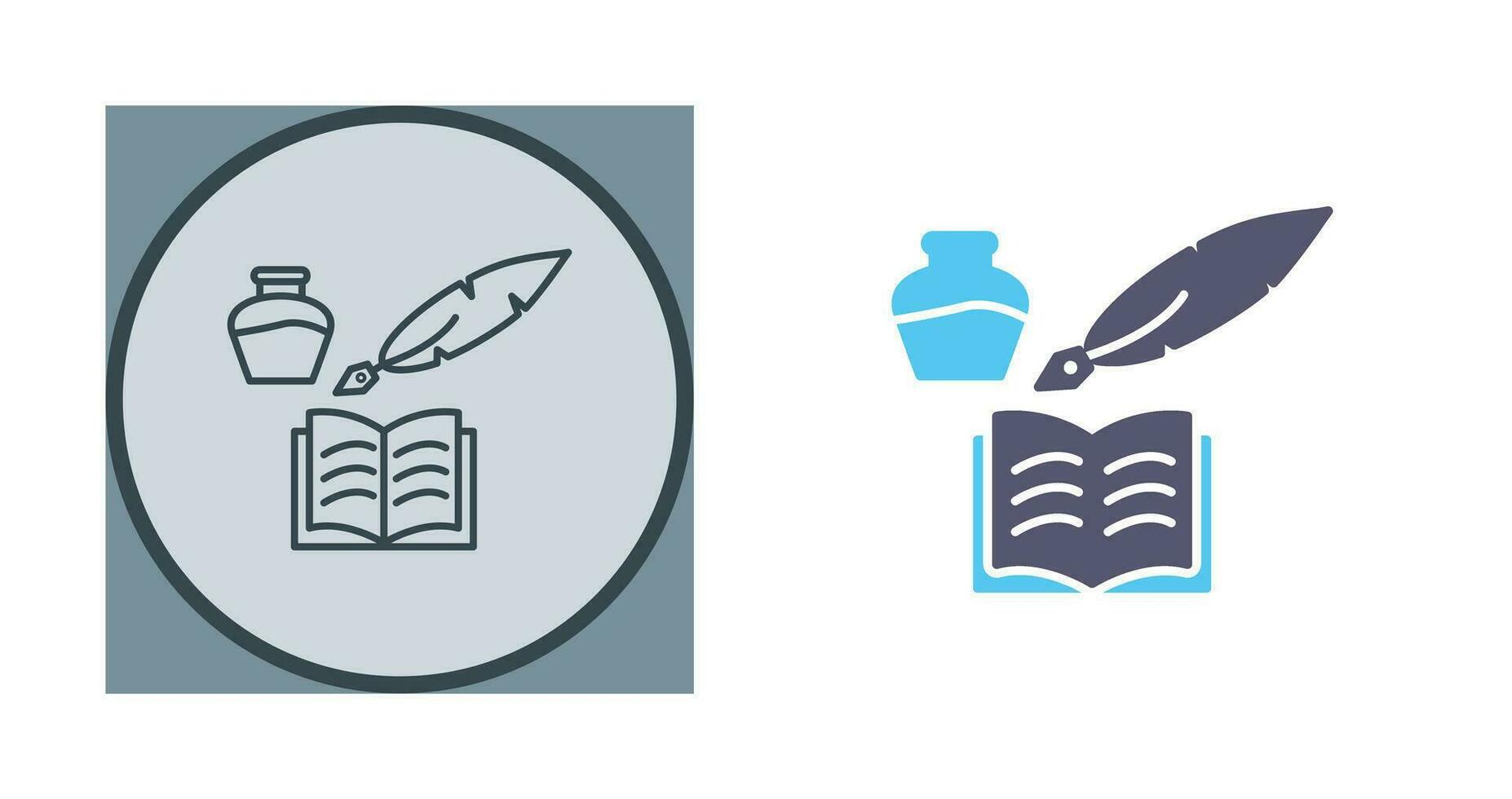 Unique Quill and Book Vector Icon