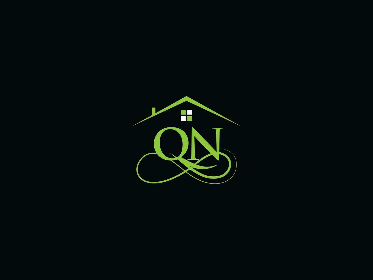 Minimalist Qn Luxury House Logo, Real Estate QN Logo Icon For Building Business vector