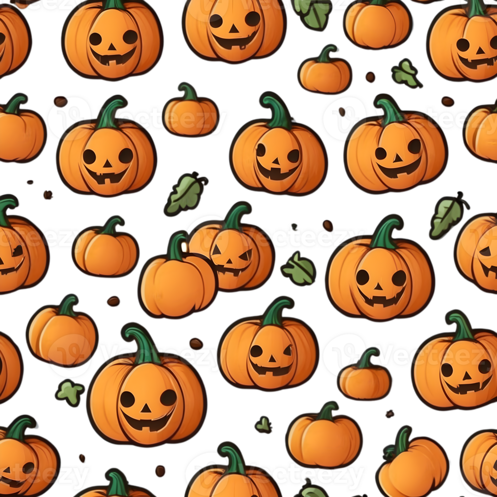 seamless pumpkin pattern with leaves and leaves ai generative png