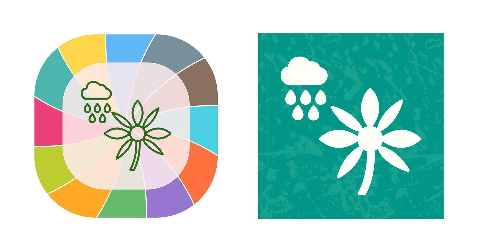 Flower with rain Vector Icon