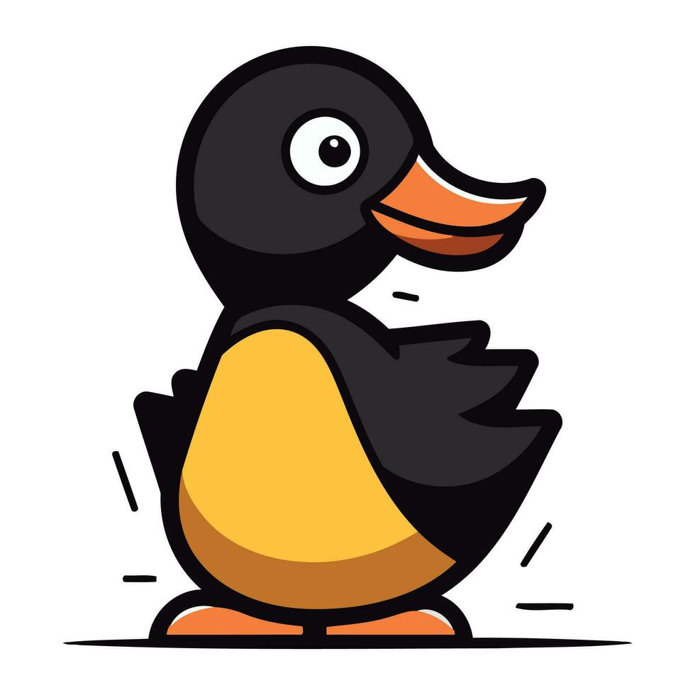 Duck vector illustration. Funny cartoon duck. Vector illustration of a duck.