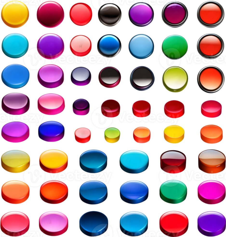 a set of colorful buttons and icons ai generative png