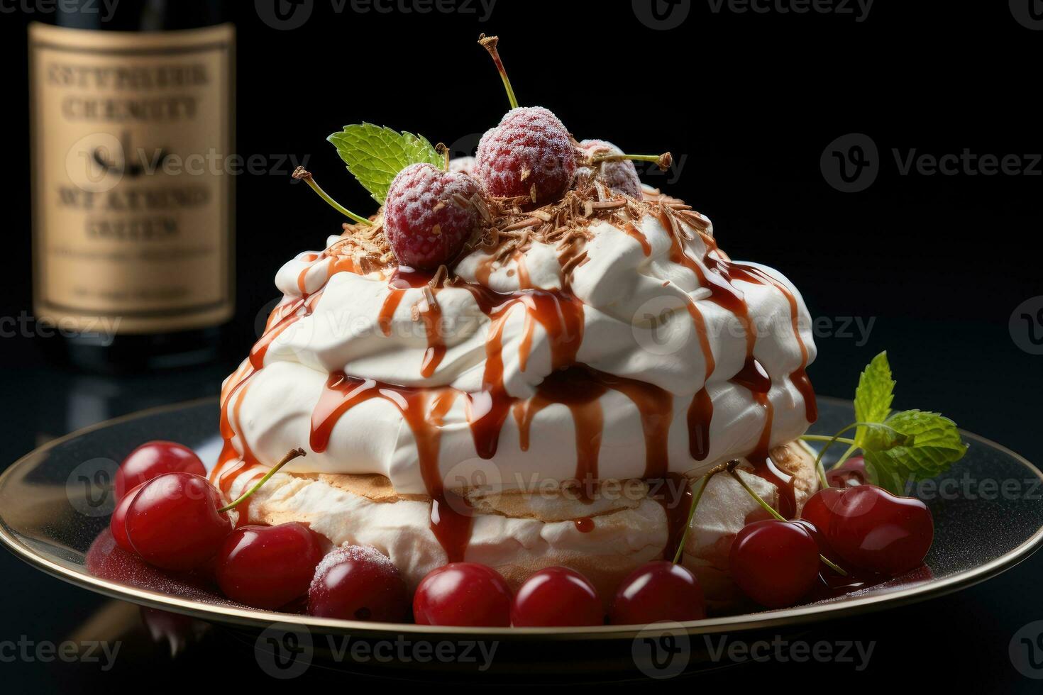 photos of mini pavlova ready to serve in indoor studio AI Generated