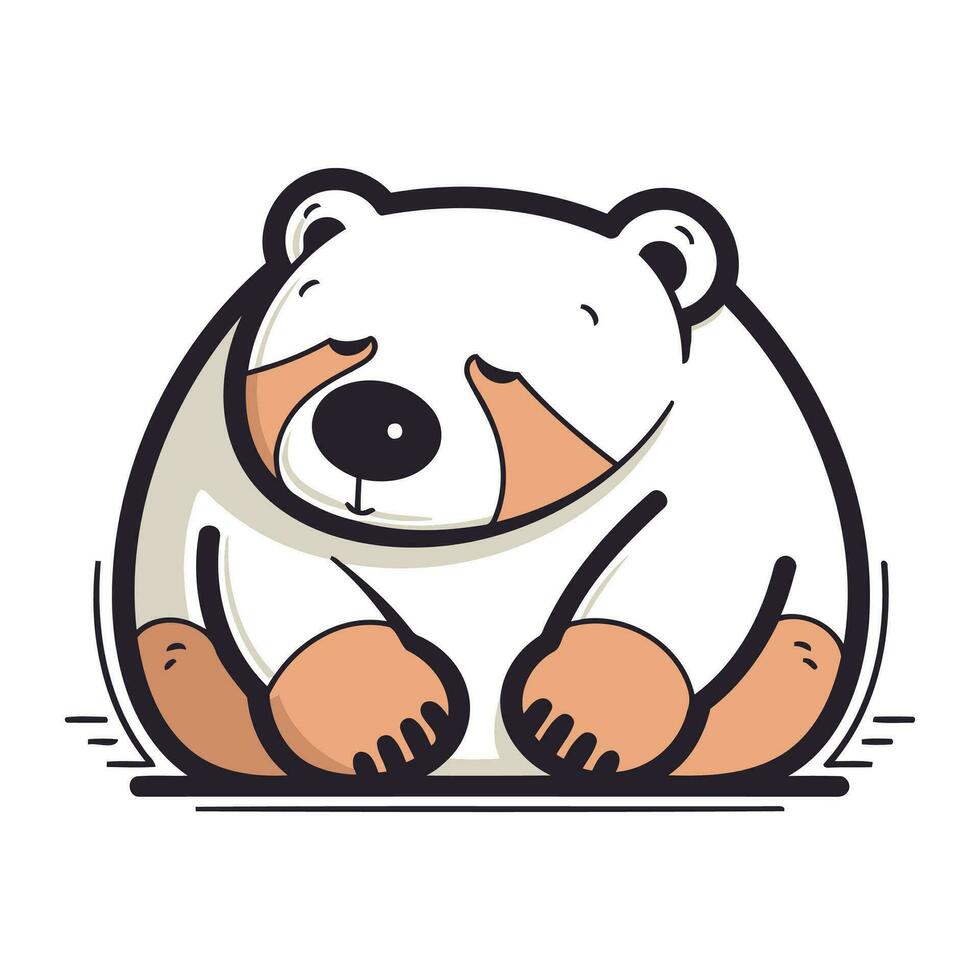 Polar bear on white background. Vector illustration in flat style.