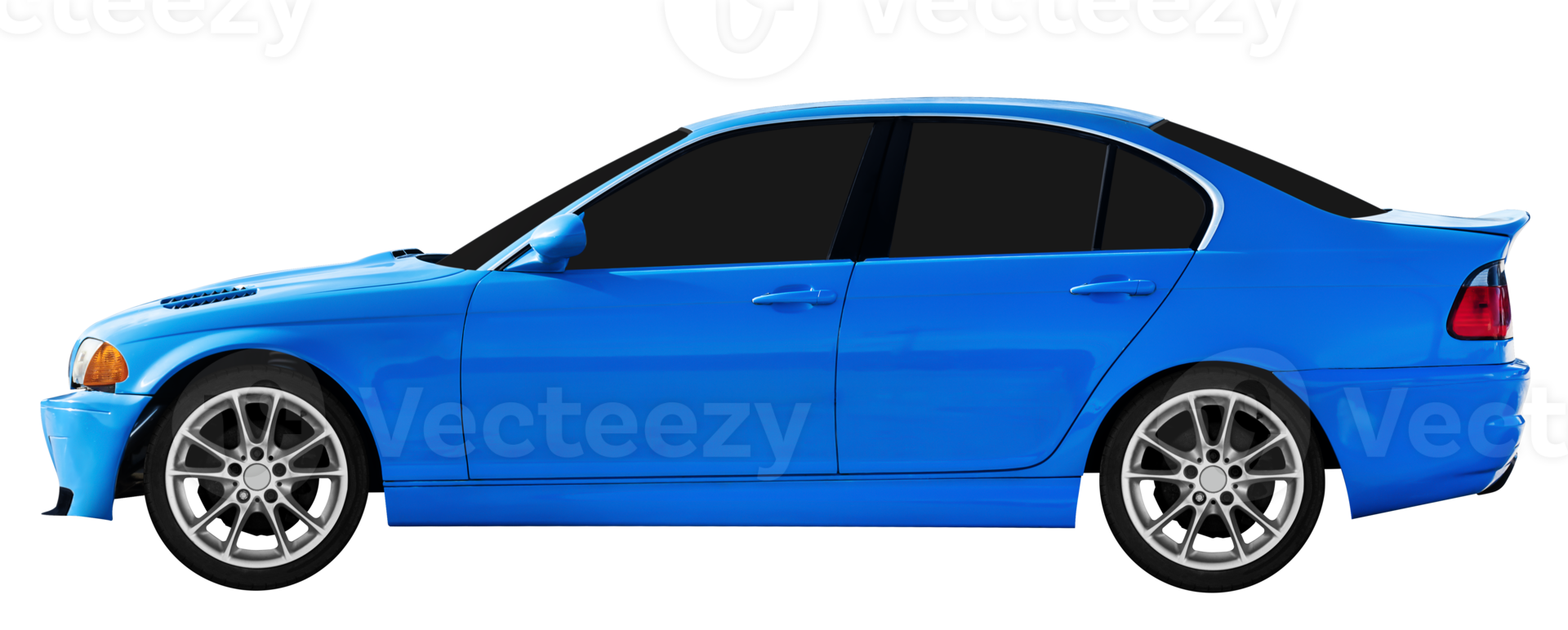 Side view blue sedan car png