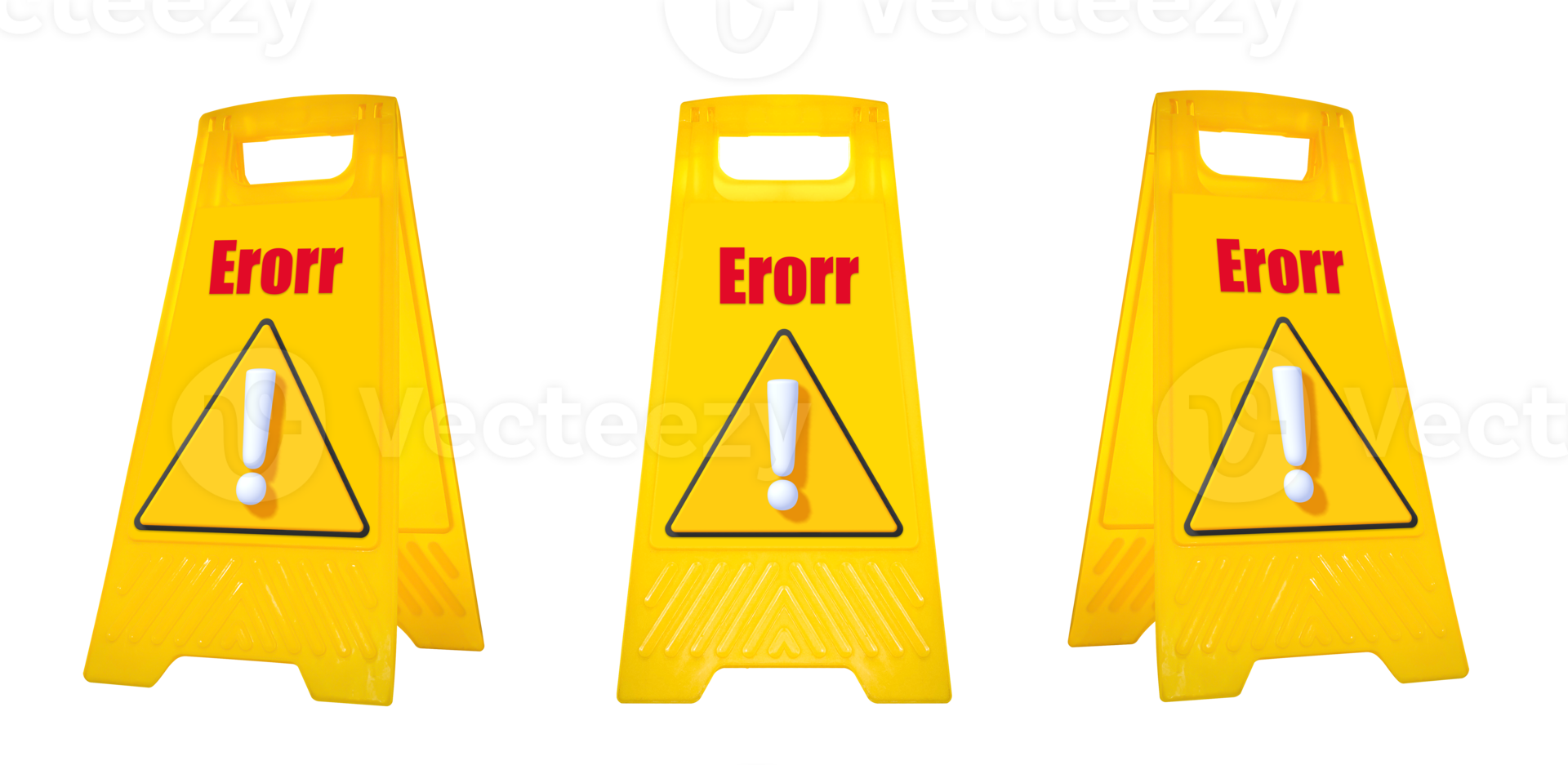 Mock up yellow warning sign with message Erorr with attention icon png