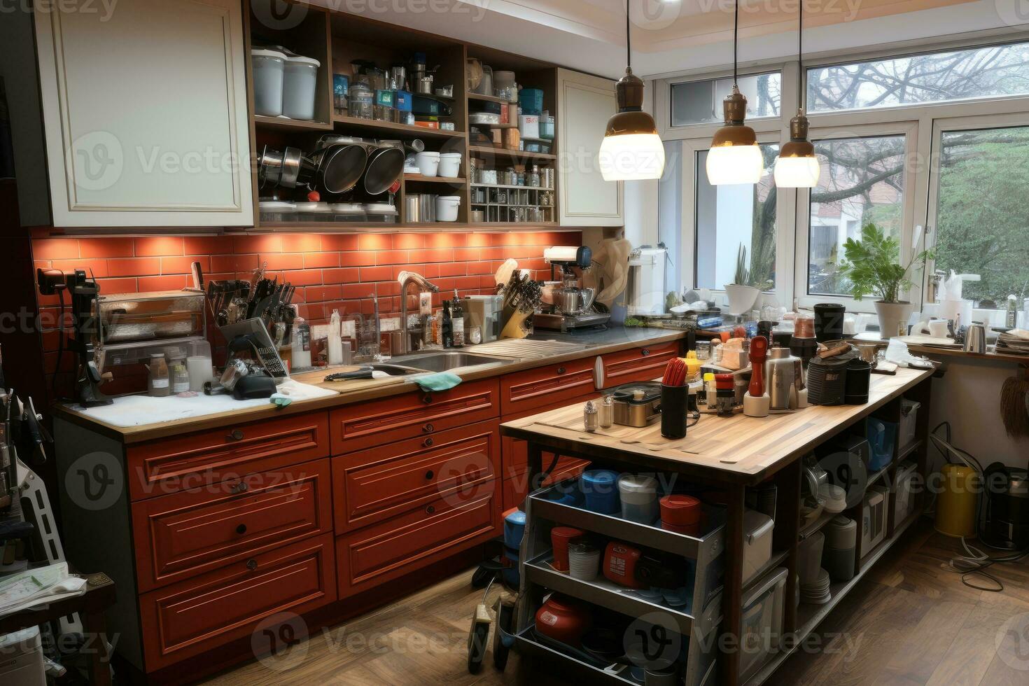 kitchen renovation process repair construction AI Generated photo