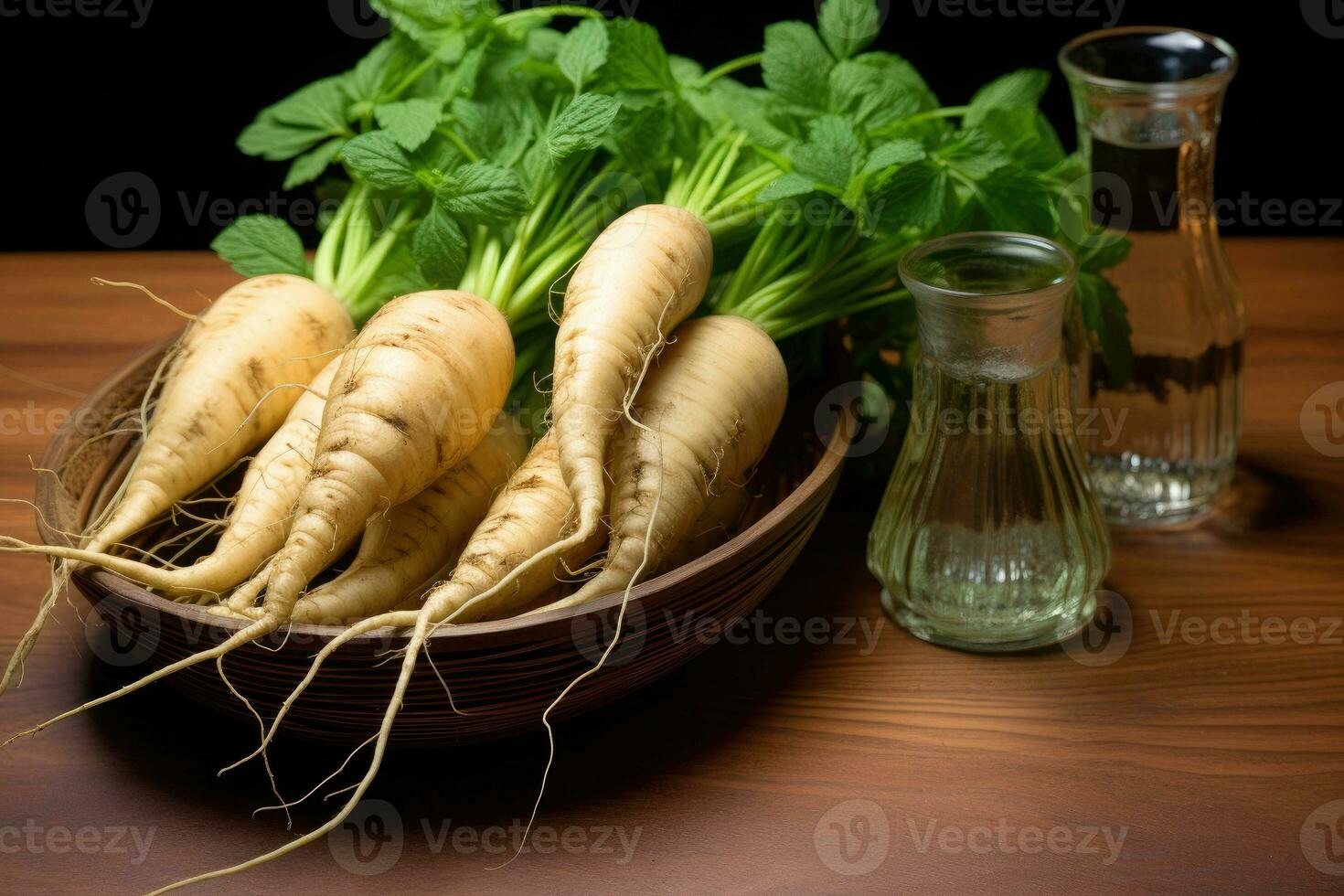 photos of ginseng in indoor photo studio AI Generated
