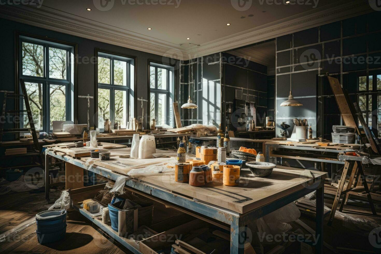 kitchen renovation process repair construction AI Generated photo