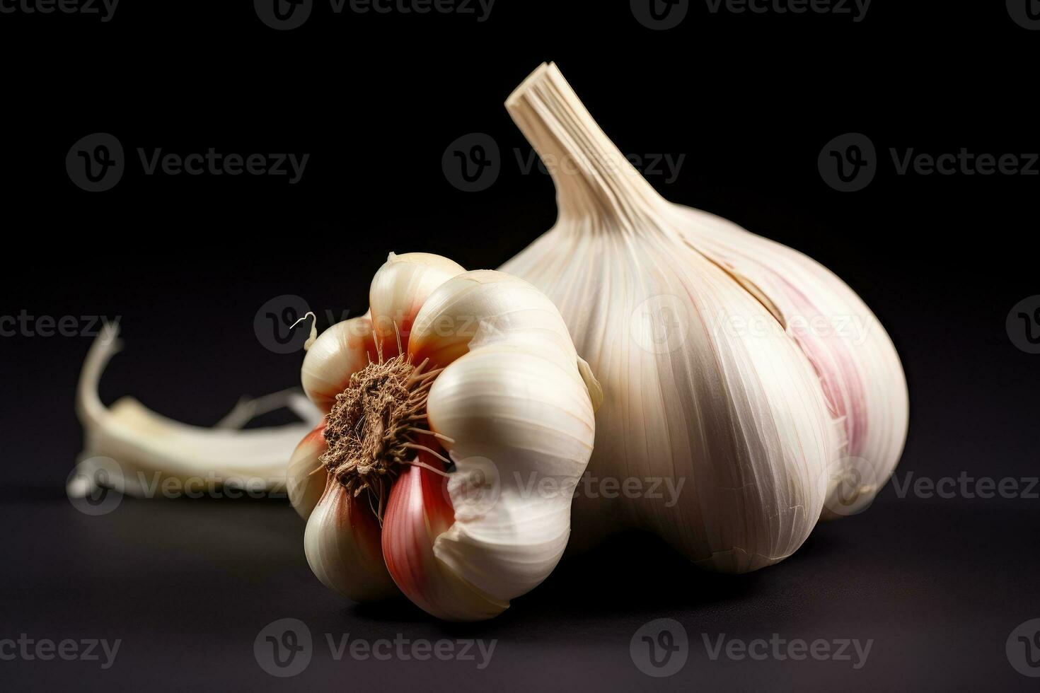 photos of garlic in indoor photo studio AI Generated