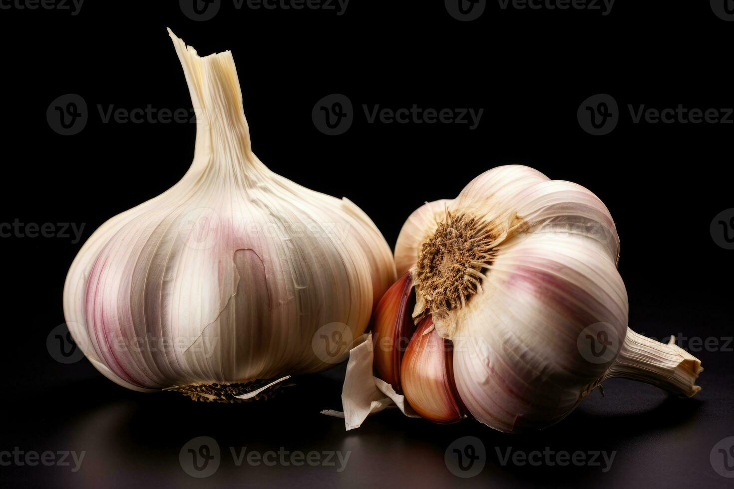 photos of garlic in indoor photo studio AI Generated