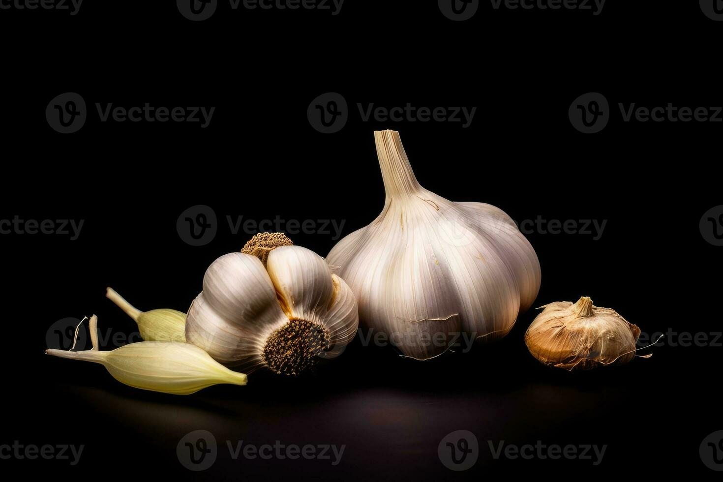 photos of garlic in indoor photo studio AI Generated