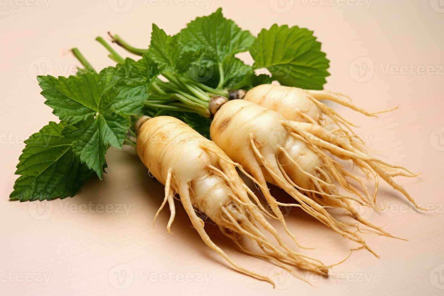 photos of ginseng in indoor photo studio AI Generated