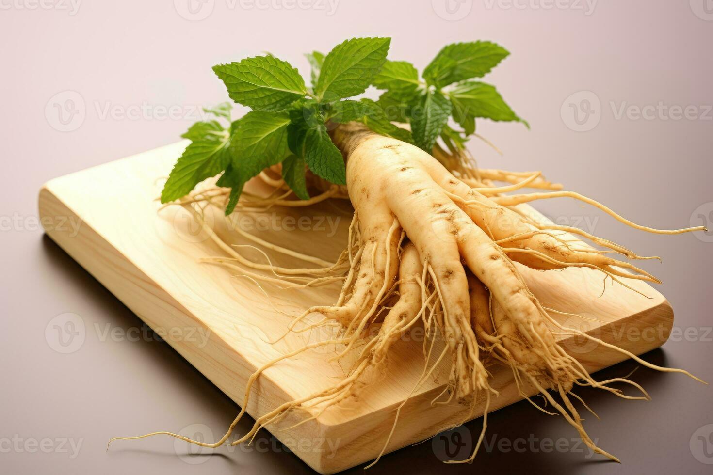 photos of ginseng in indoor photo studio AI Generated