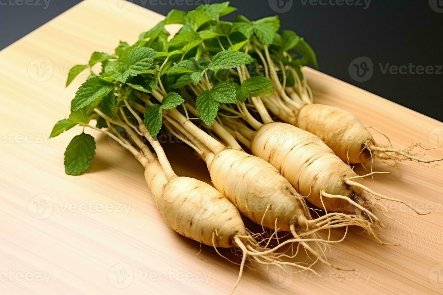 photos of ginseng in indoor photo studio AI Generated