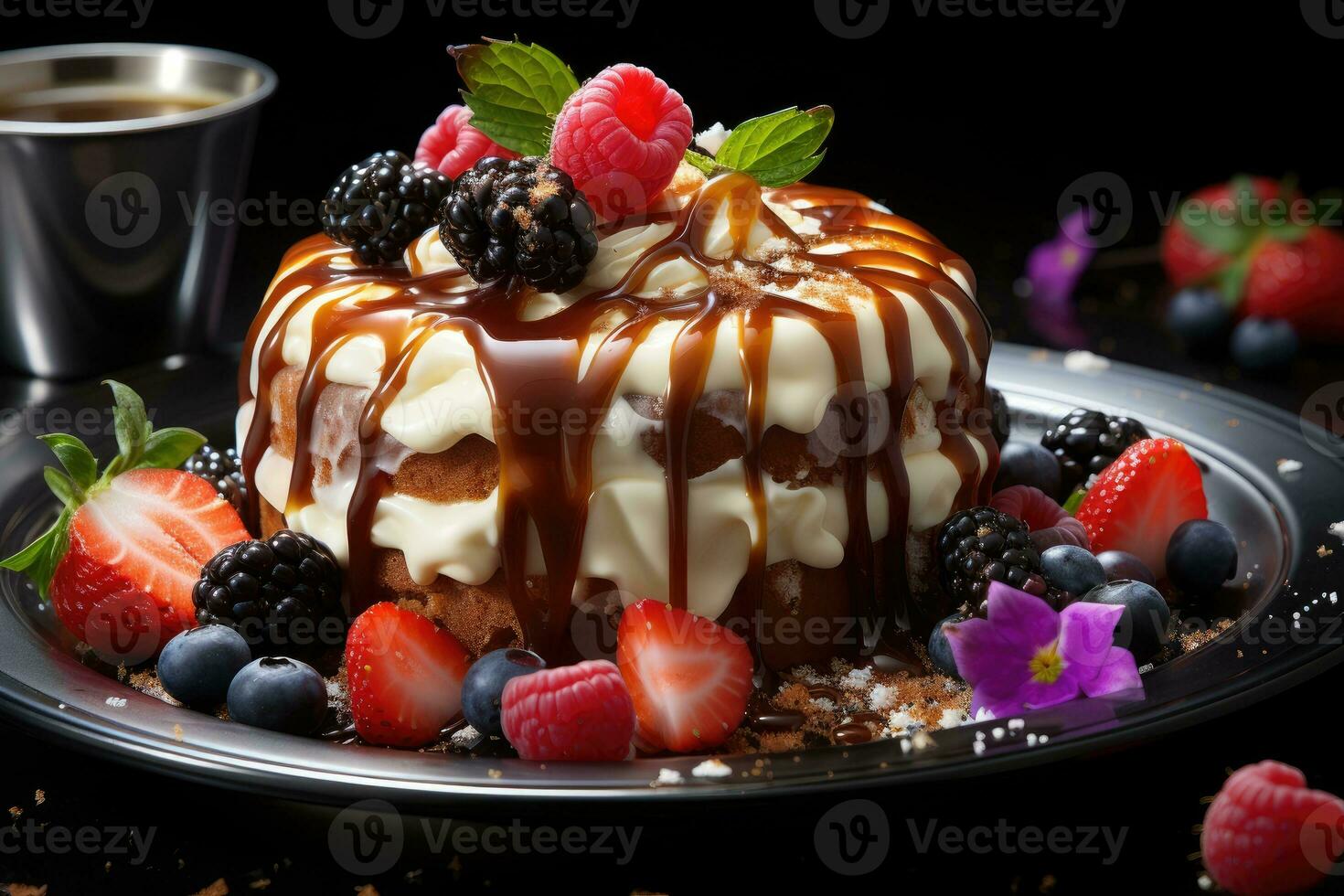 fine dining dessert cake AI Generated photo