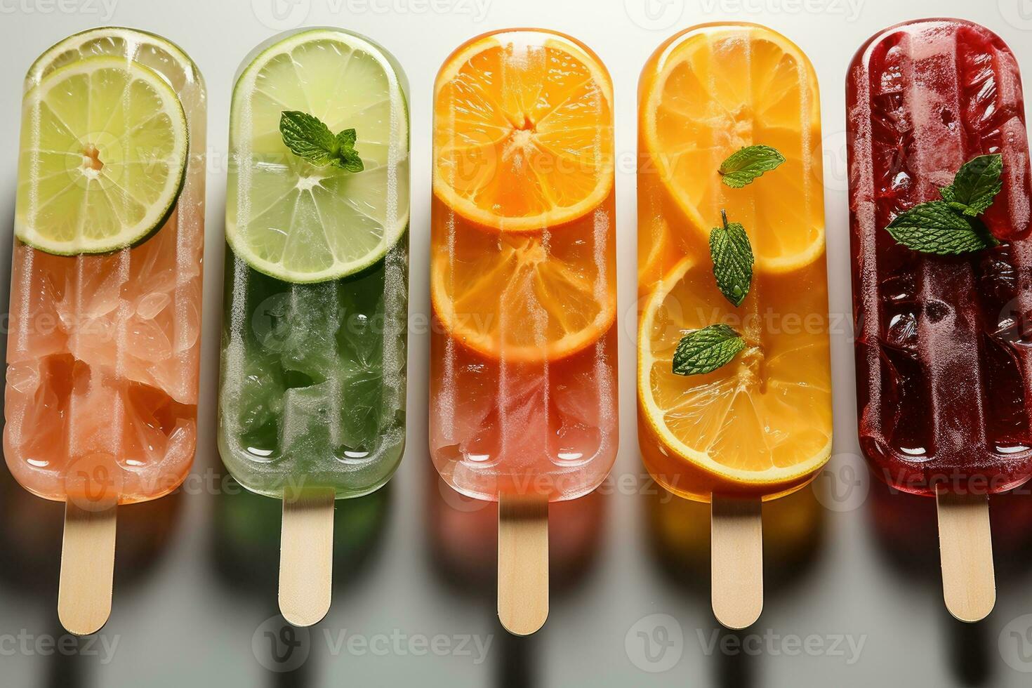 closeup of refreshing popsicles melting quickly AI Generated photo