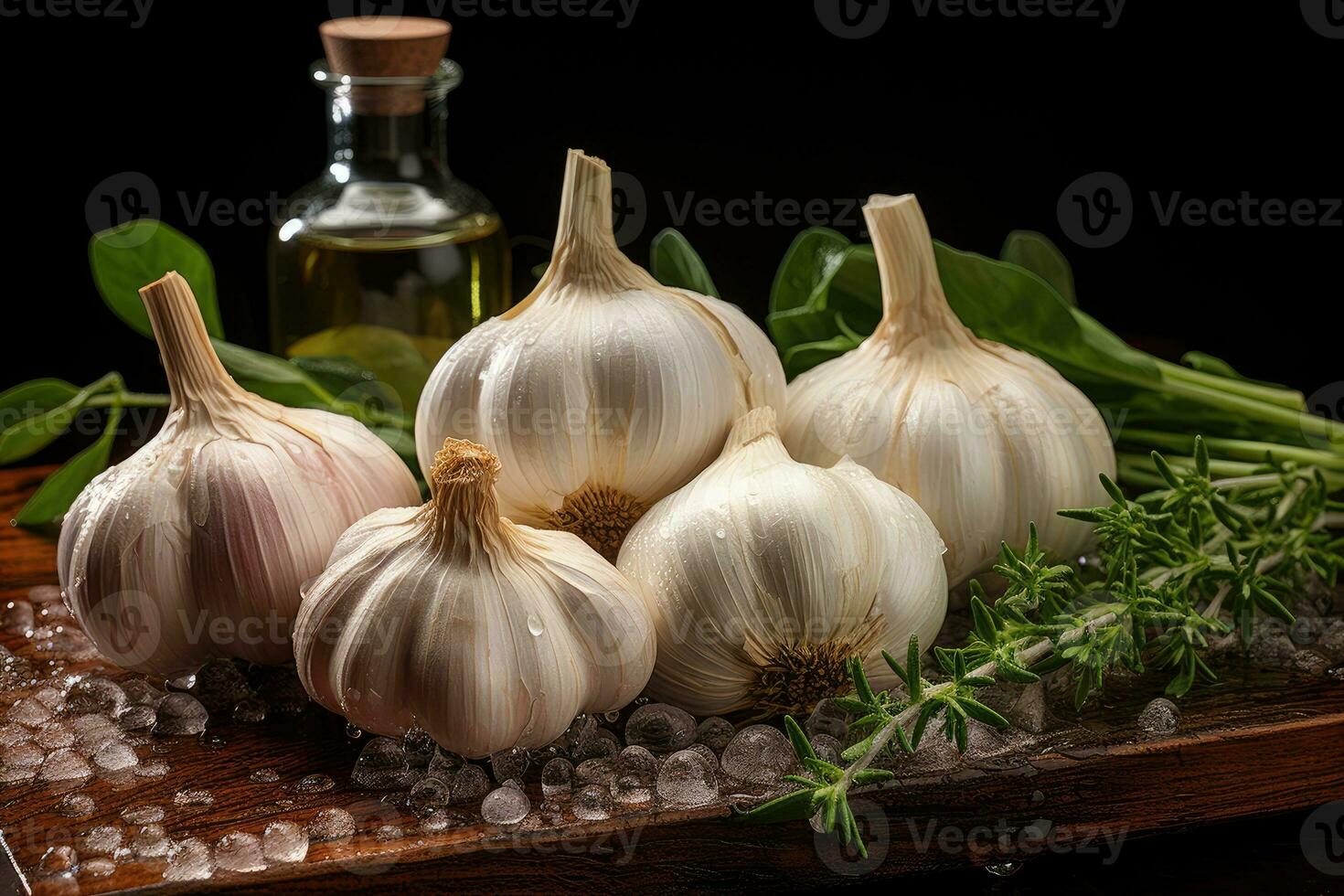 photos of garlic in indoor photo studio AI Generated