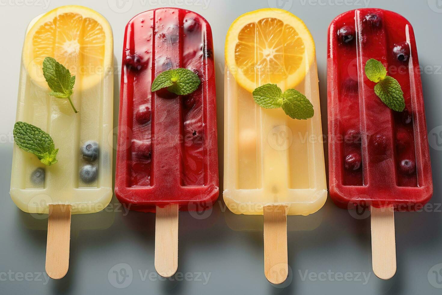 closeup of refreshing popsicles melting quickly AI Generated photo