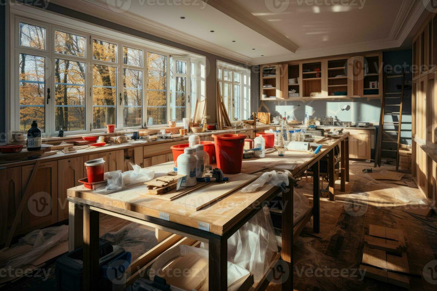 kitchen renovation process repair construction AI Generated photo