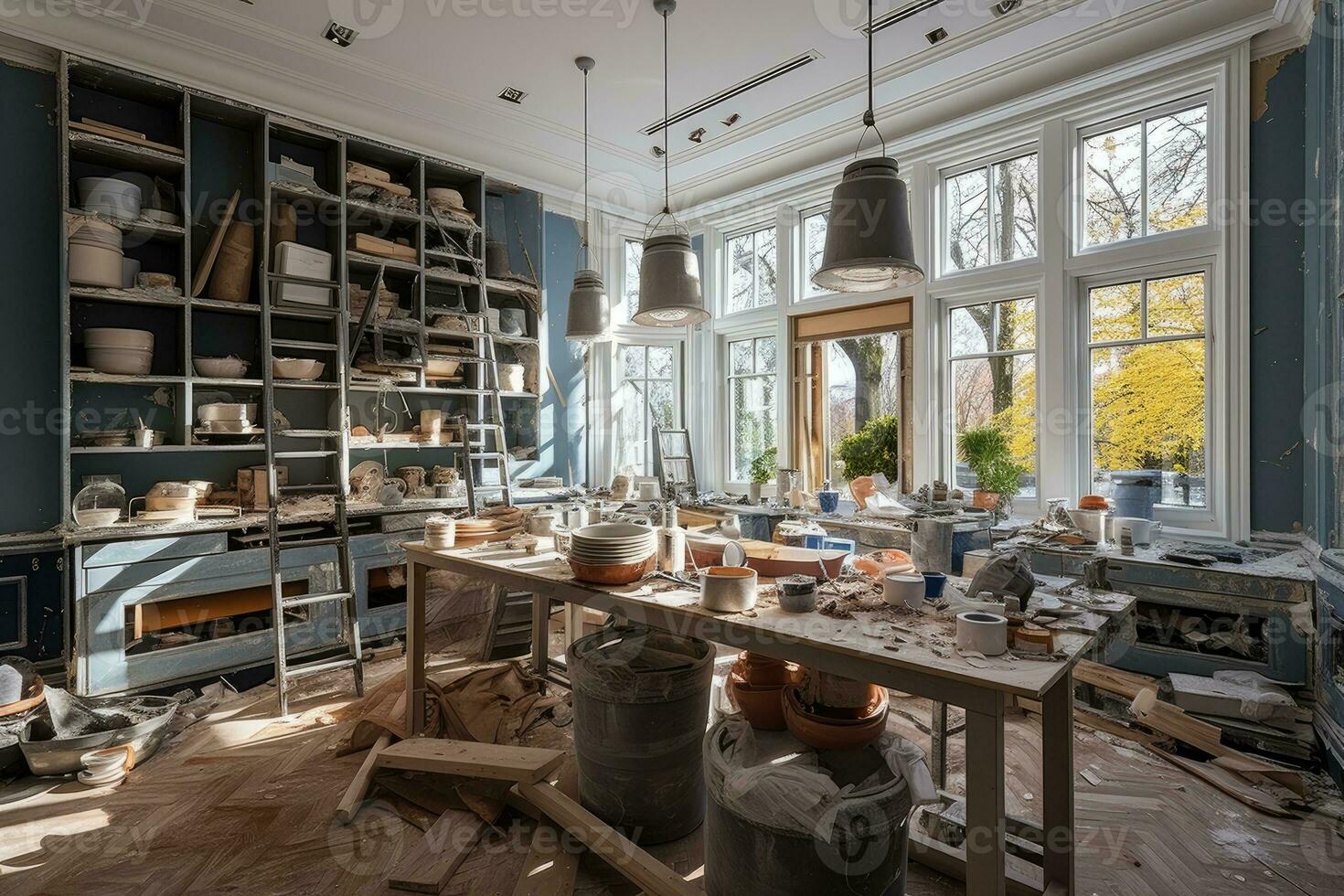 kitchen renovation process repair construction AI Generated photo