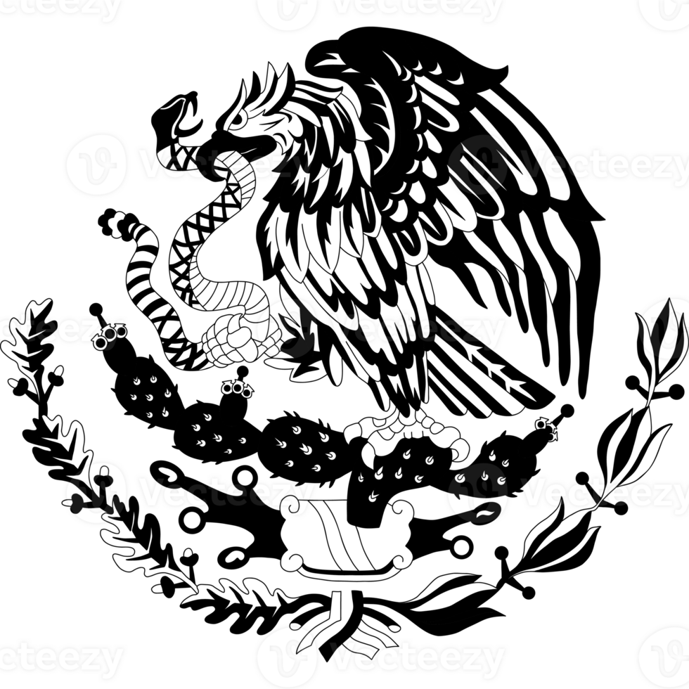 Mexican flag coat arms with eagle png