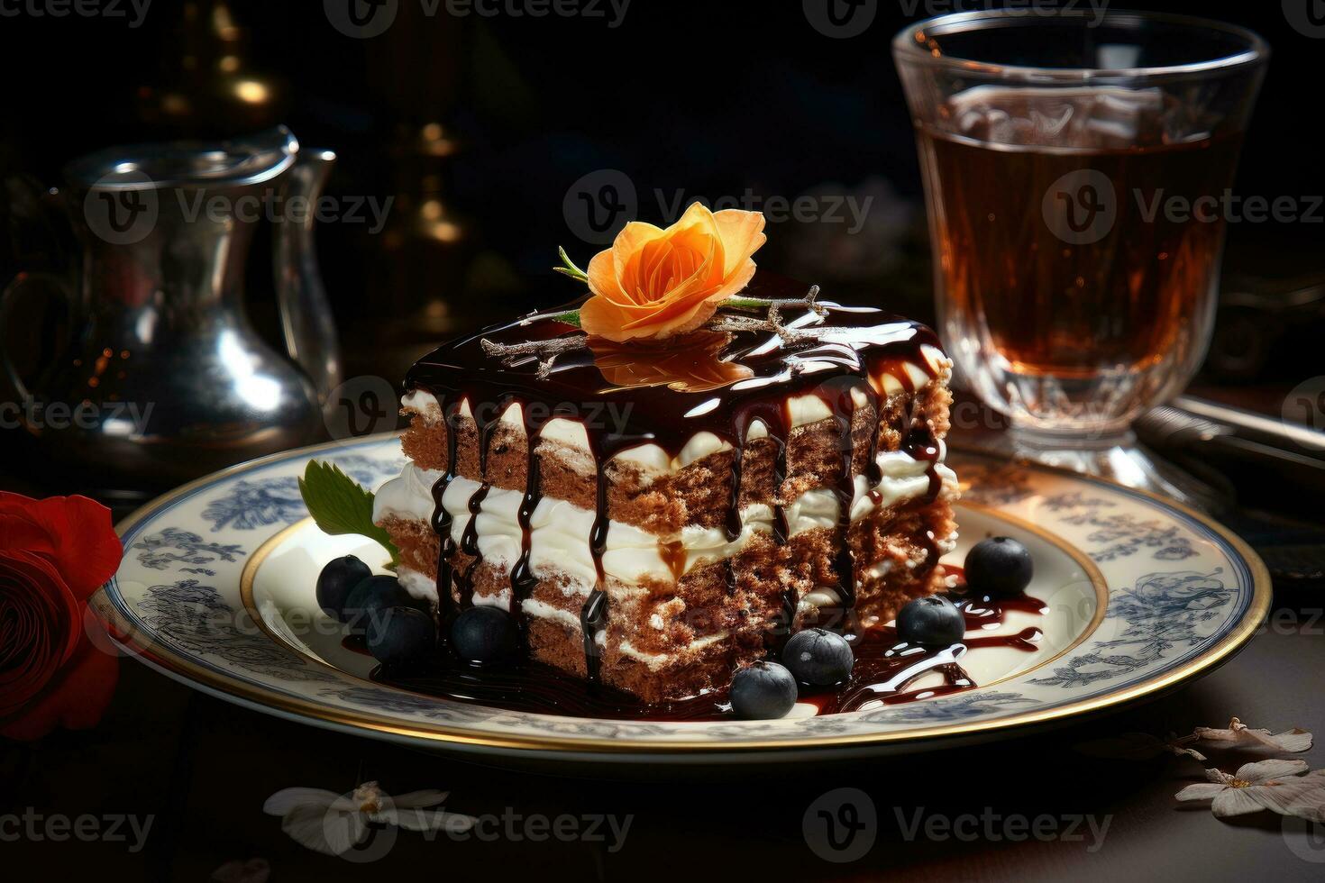 fine dining dessert cake AI Generated photo