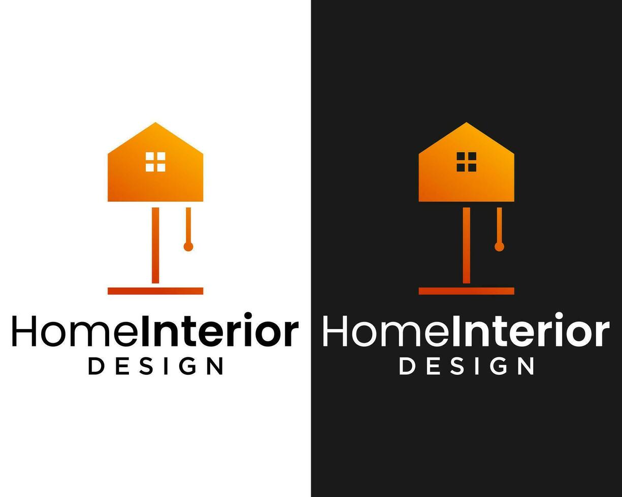 Home interior room lights real estate logo design. vector