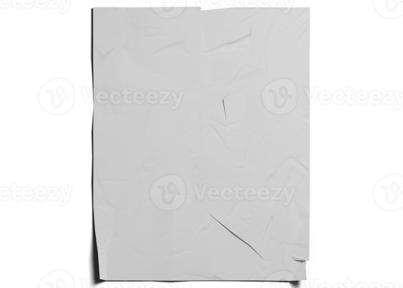 Glued wrinkled poster mockup png