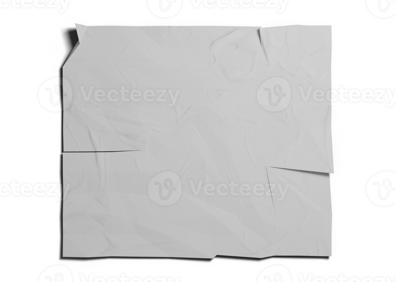 Glued wrinkled poster mockup png