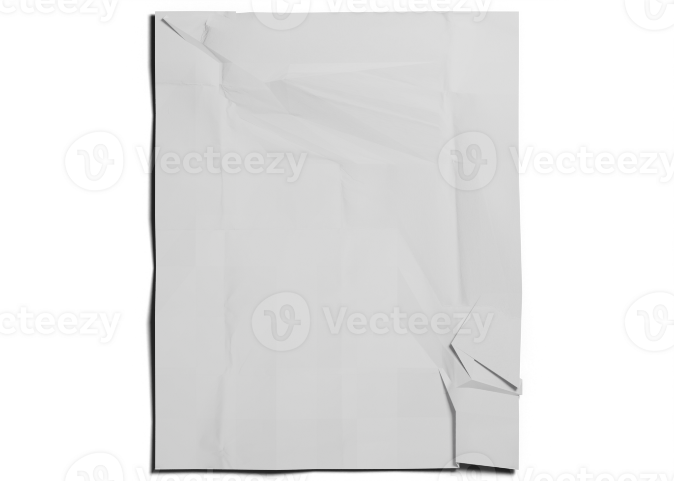 Glued wrinkled poster mockup png