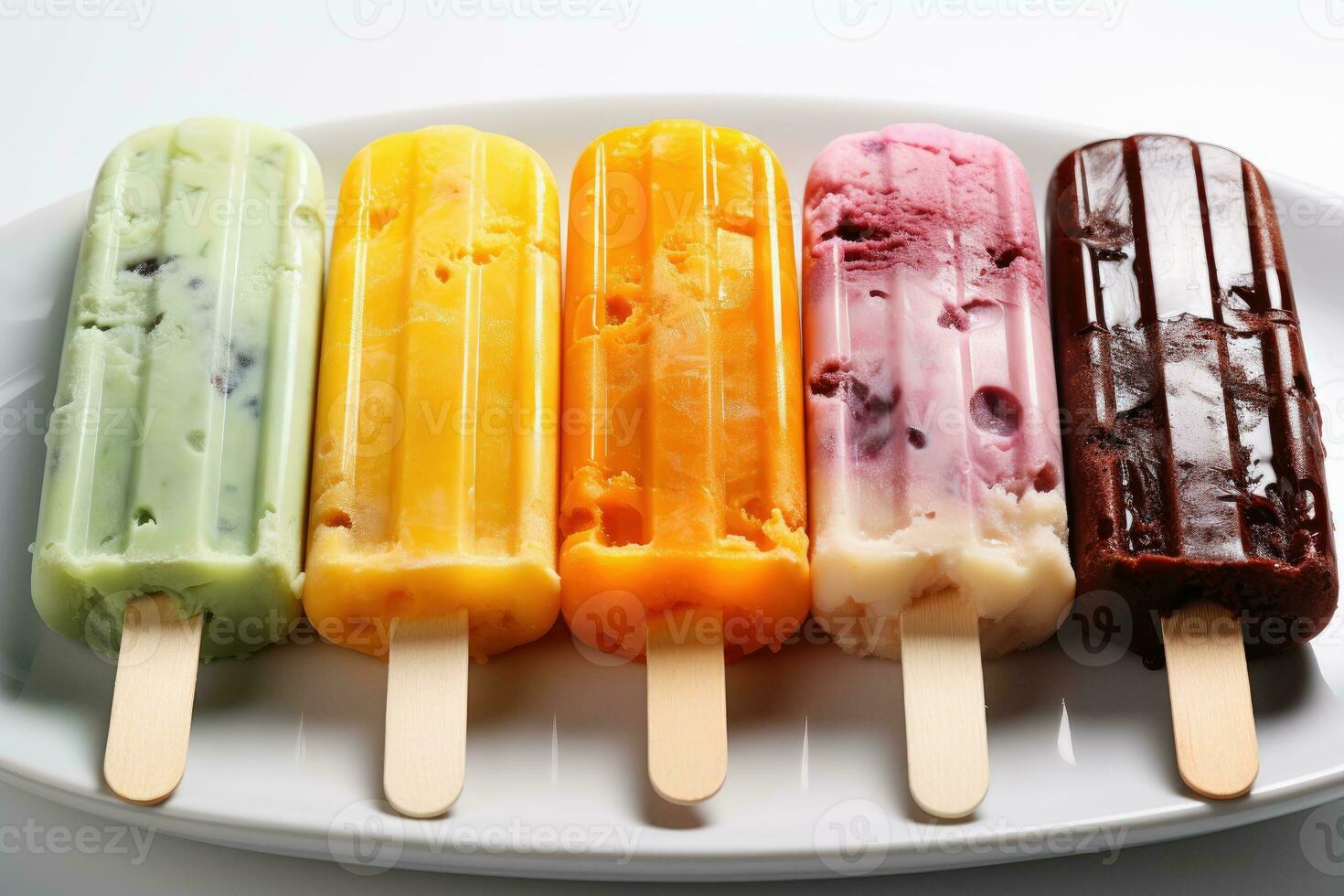 closeup of refreshing popsicles melting quickly AI Generated photo